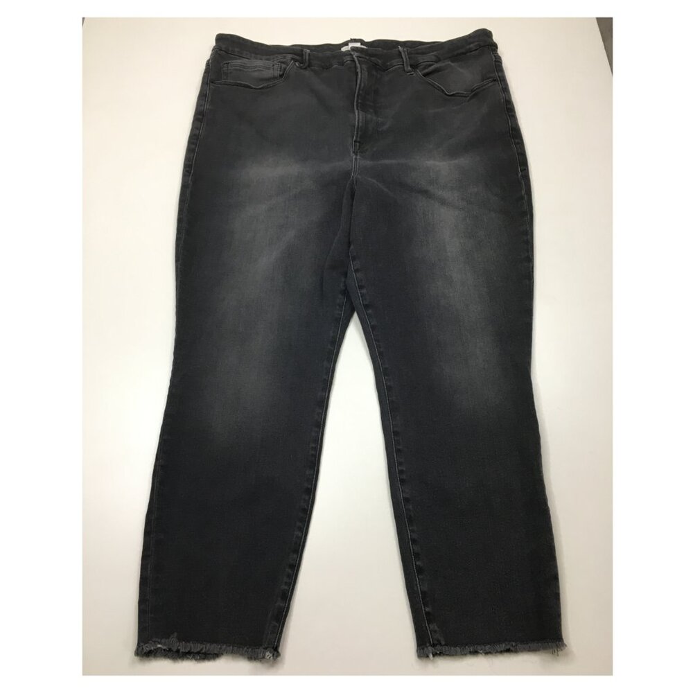 GOOD AMERICAN Gray Raw Edge Hem 5 Pocket Cropped/Ankle Denim Jeans